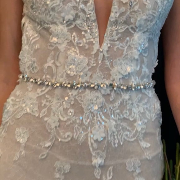 Mermaid wedding gown w/glitter fabric adorned w/hand-beaded sequins and crystals - Picture 5 of 8